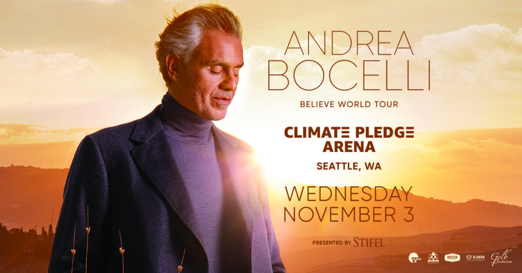 ANDREA BOCELLI ANNOUNCES 2021 US TOUR DATES, INCLUDES STOP AT CLIMATE PLEDGE ARENA ON NOVEMBER 3